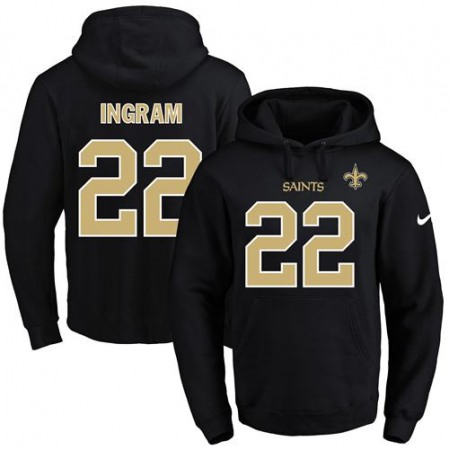 Nike Saints #22 Mark Ingram Black Name & Number Pullover NFL Hoodie