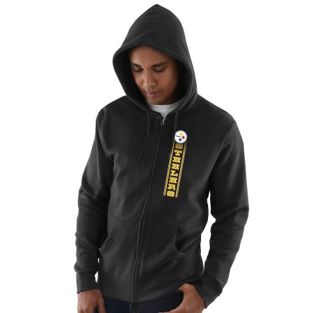 Men's Pittsburgh Steelers Black Hook and Ladder Full-Zip NFL Hoodie