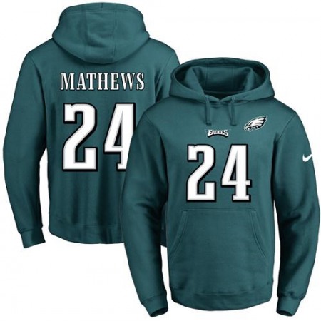 Nike Eagles #24 Ryan Mathews Midnight Green Name & Number Pullover NFL Hoodie