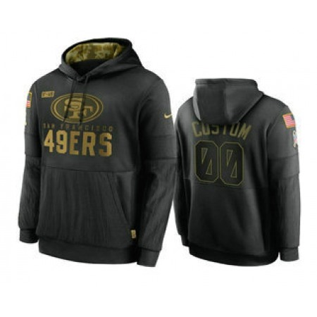 Men's San Francisco 49ers ACTIVE PLAYER Custom 2020 Black Salute To Service Sideline Performance Pullover Hoodie