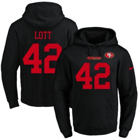 Nike 49ers #42 Ronnie Lott Black Name & Number Pullover NFL Hoodie