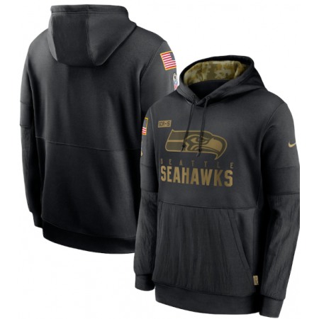 Men's Seattle Seahawks 2020 Black Salute to Service Sideline Performance Pullover Hoodie