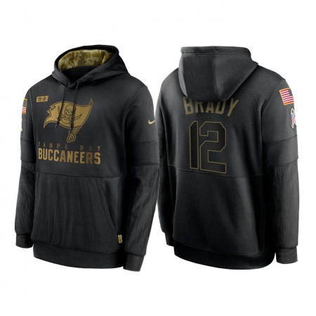 Men's Tampa Bay Buccaneers #12 Tom Brady 2020 Black Salute to Service Sideline Performance Pullover Hoodie