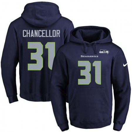 Nike Seahawks #31 Kam Chancellor Navy Blue Name & Number Pullover NFL Hoodie