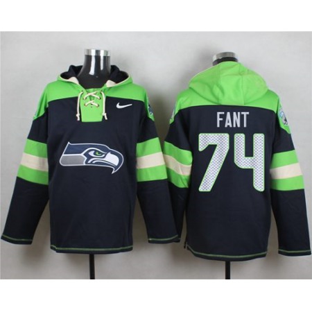 Nike Seahawks #74 George Fant Navy Blue Player Pullover NFL Hoodie