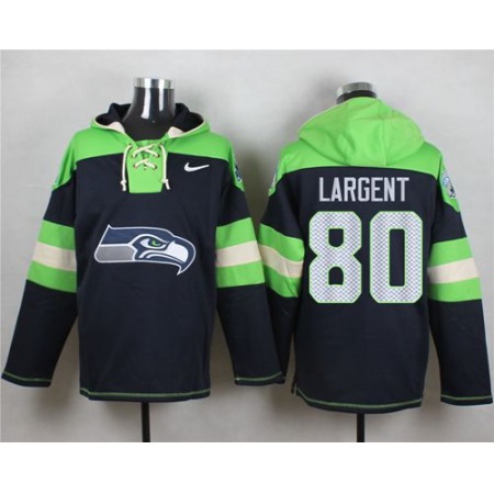 Nike Seahawks #80 Steve Largent Steel Blue Player Pullover NFL Hoodie