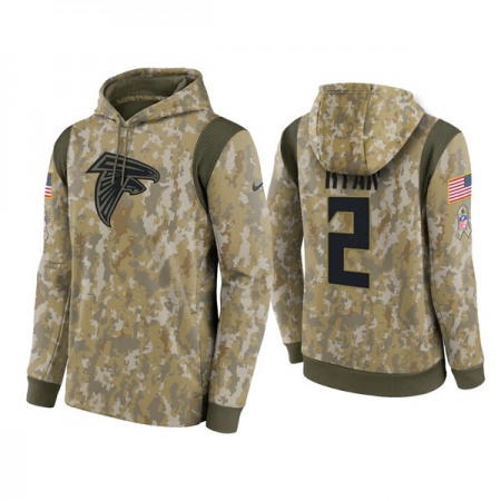 Men's Atlanta Falcons #2 Matt Ryan Camo 2021 Salute To Service Therma Performance Pullover Hoodie