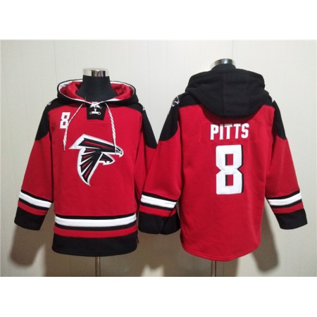 Men's Atlanta Falcons #8 Kyle Pitts Red Ageless Must-Have Lace-Up Pullover Hoodie