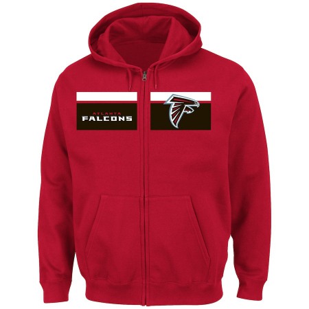 Men's Atlanta Falcons Red Majestic Touchback Full-Zip NFL Hoodie