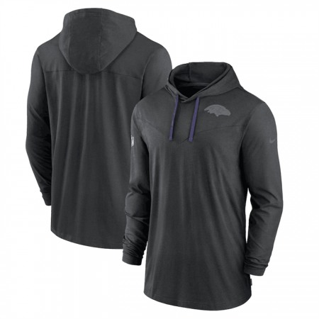 Men's Baltimore Ravens Black Sideline Pop Performance Pullover Long Sleeve Hoodie T-Shirt