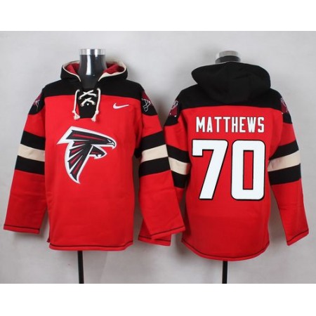 Nike Falcons #70 Jake Matthews Red Player Pullover NFL Hoodie
