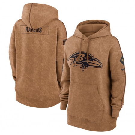 Women's Baltimore Ravens 2023 Brown Salute to Service Pullover Hoodie(Run Small)