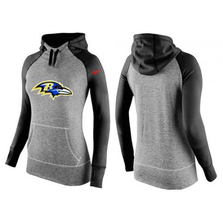 Women's Nike Baltimore Ravens Performance Hoodie Grey & Black_2