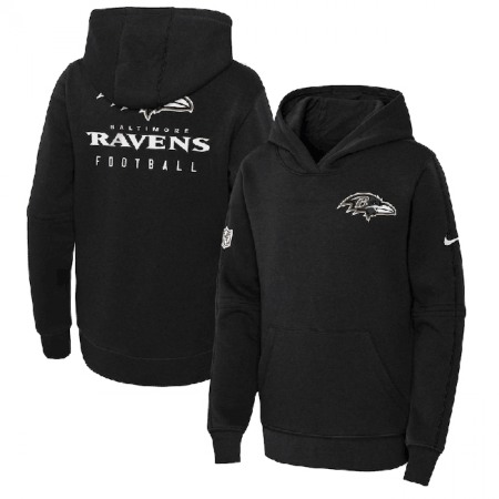 Youth Baltimore Ravens Black Sideline Club Fleece Pullover Hoodie