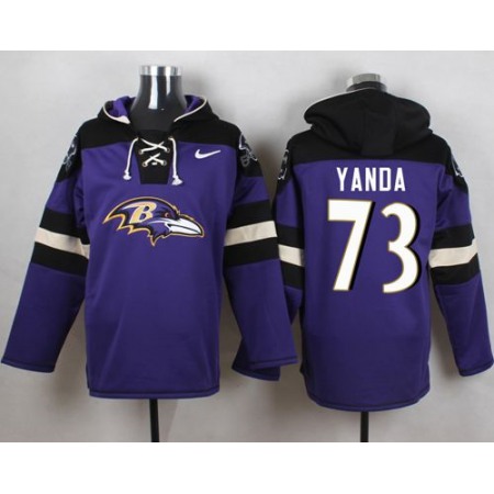 Nike Ravens #73 Marshal Yanda Purple Player Pullover NFL Hoodie