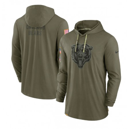 Men's Chicago Bears 2022 Olive Salute to Service Tonal Pullover Hoodie