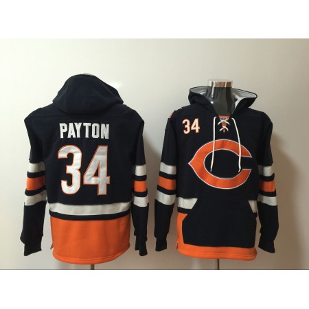 Men's Chicago Bears #34 Walter Payton Navy Blue All Stitched NFL Hoodie Sweatshirt
