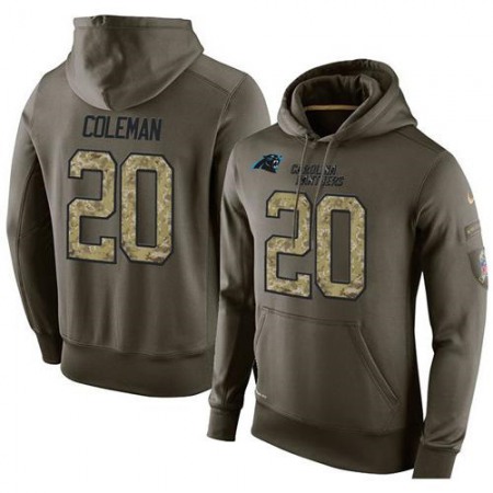 NFL Men's Nike Carolina Panthers #20 Kurt Coleman Stitched Green Olive Salute To Service KO Performance Hoodie