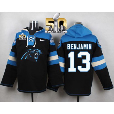 Nike Panthers #13 Kelvin Benjamin Black Super Bowl 50 Player Pullover NFL Hoodie