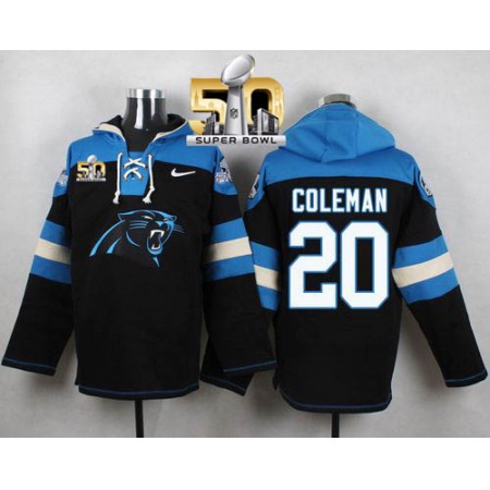 Nike Panthers #20 Kurt Coleman Black Super Bowl 50 Player Pullover NFL Hoodie