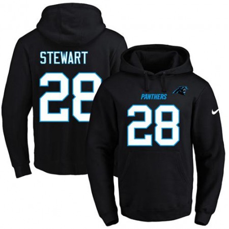 Nike Panthers #28 Jonathan Stewart Black Name & Number Pullover NFL Hoodie