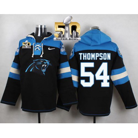 Nike Panthers #54 Shaq Thompson Black Super Bowl 50 Player Pullover NFL Hoodie