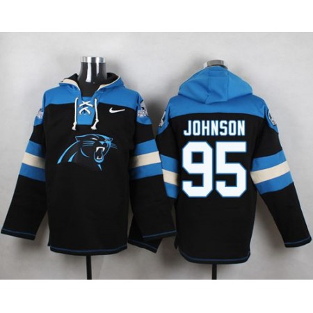 Nike Panthers #95 Charles Johnson Black Player Pullover NFL Hoodie