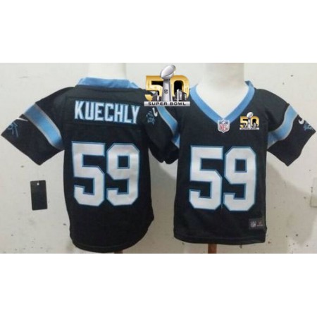 Toddler Nike Panthers #59 Luke Kuechly Black Team Color Super Bowl 50 Stitched NFL Elite Jersey