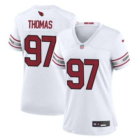 Women's Arizona Cardinals #97 Cameron Thomas White 2023 Stitched Jersey(Run Small)