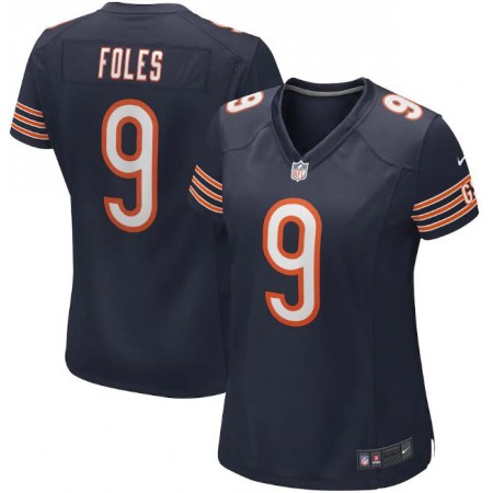 Women's Chicago Bears #9 Nick Foles Navy Stitched Jersey(Run Small)