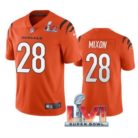 Women's Cincinnati Bengals #28 Joe Mixon 2022 Orange Super Bowl LVI Vapor Limited Stitched Jersey(Run Small)