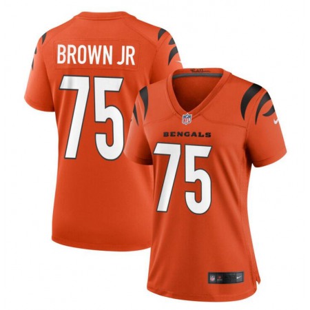 Women's Cincinnati Bengals #75 Orlando Brown Jr. Orange Stitched Football Jersey(Run Small)