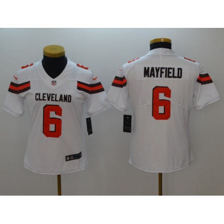 Women's Cleveland Browns #6 Baker Mayfield White 2018 NFL Draft Vapor Untouchable Limited Stitched Jersey