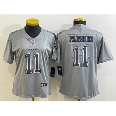 Women's Dallas Cowboys #11 Micah Parsons Grey Atmosphere Fashion Stitched Jersey(Run Small)