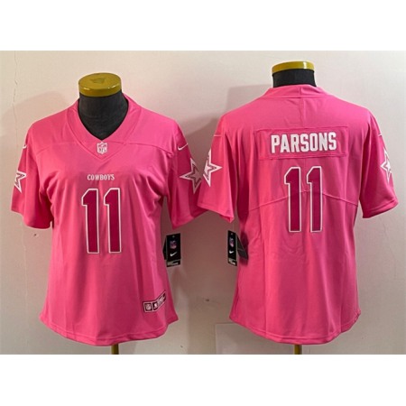 Women's Dallas Cowboys #11 Micah Parsons Pink Vapor Untouchable Limited Stitched Jersey(Run Small)