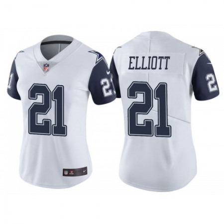 Women's Dallas Cowboys #21 Ezekiel Elliott White Vapor Untouchable Limited Stitched Jersey(Run Small