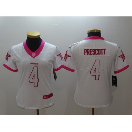 Women's Dallas Cowboys #4 Dak Prescott White Vapor Untouchable Limited Stitched NFL Jersey