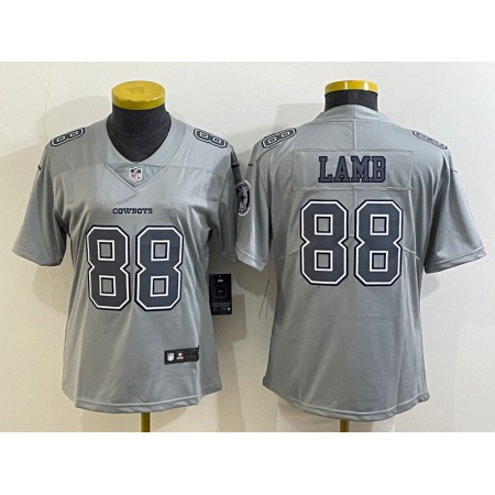 Women's Dallas Cowboys #88 CeeDee Lamb Grey Atmosphere Fashion Stitched Jersey(Run Small)