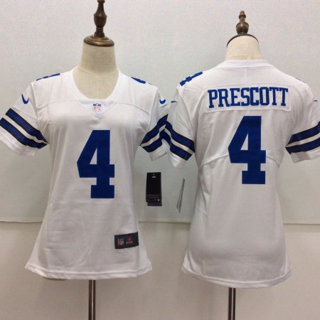 Women's Nike Dallas Cowboys #4 Dak Prescott White Vapor Untouchable Player Limited Stitched NFL Jersey