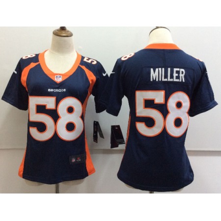 Women's Nike Denver Broncos #58 Von Miller Blue Untouchable Limited Stitched NFL Jersey