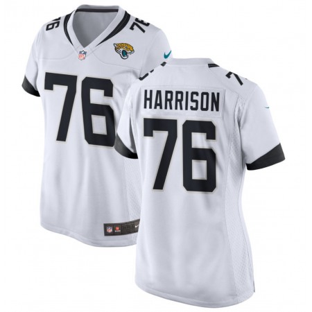 Women's Jacksonville Jaguars #76 Anton Harrison White 2023 Draft Stitched Jersey(Run Small)