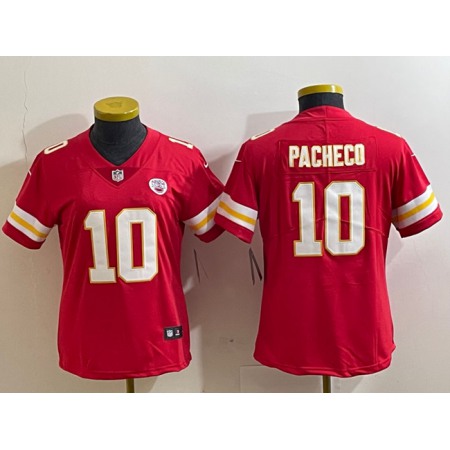 Women's Kansas City Chiefs #10 Isiah Pacheco Red Vapor Stitched Jersey(Run Small)
