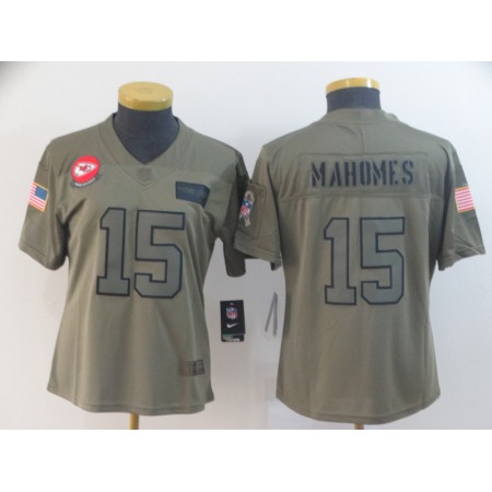 Women's Kansas City Chiefs #15 Patrick Mahomes 2019 Camo Salute To Service Limited Stitched NFL Jersey(Run Small)