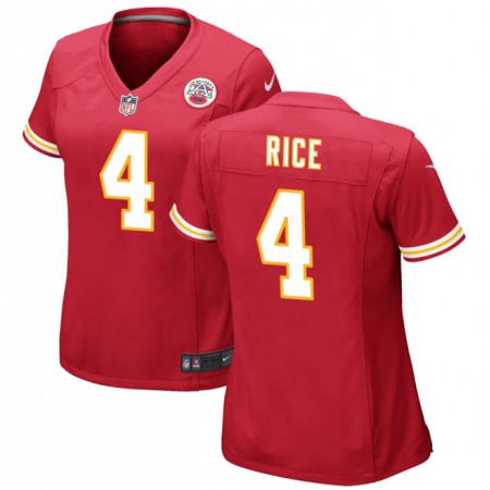 Women's Kansas City Chiefs #4 Rashee Rice Red Stitched Jersey(Run Small)
