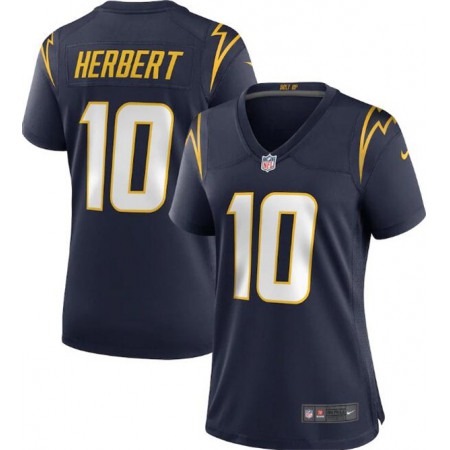 Women's Los Angeles Chargers #10 Justin Herbert Navy Vapor Untouchable Limited Stitched Jersey