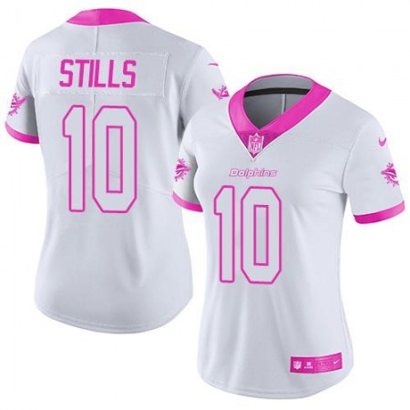Nike Dolphins #10 Kenny Stills White/Pink Women's Stitched NFL Limited Rush Fashion Jersey