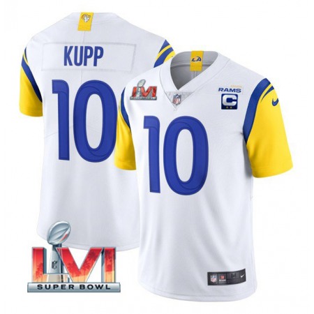 Women's Los Angeles Rams #10 Cooper Kupp White 2022 With C Patch Super Bowl LVI Vapor Limited Stitched Jersey(Run Small)