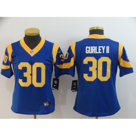 Women's Los Angeles Rams #30 Todd Gurley Royal Blue Vapor Untouchable Limited Stitched NFL Jersey