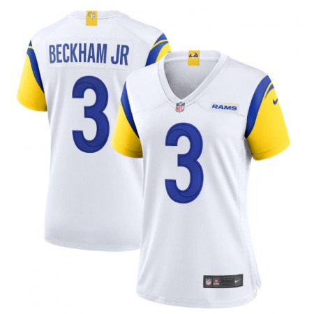 Women's Los Angeles Rams #3 Odell Beckham Jr. White Vapor Untouchable Limited Stitched Jersey(Run Small)