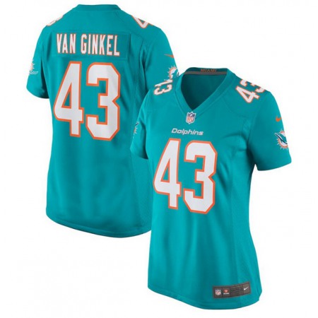 Women's Miami Dolphins #43 Andrew Van Ginkel Aqua Stitched Jersey(Run Small)